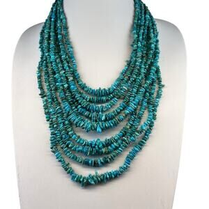 DTR Desert Rose Jay King 10 Strand Turquoise Sterling Silver Necklace 22"+